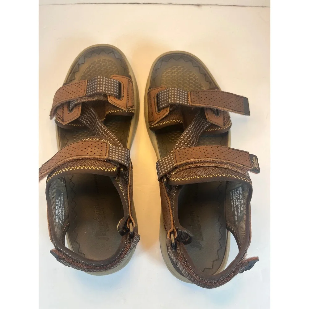 Florsheim Mens Brown Leather Sport Sandals Comfortech Flexsole Size 11M